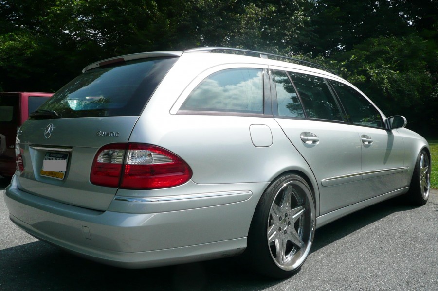 Mercedes E-Class (W211) on Work Emitz rims with VIP tuning.